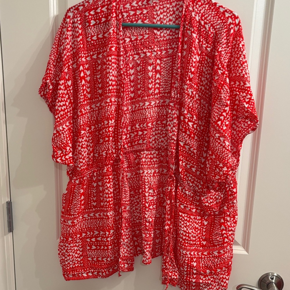 Victoria's Secret Red and White Patterned Top
